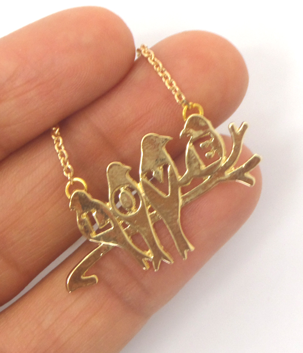 Etsy style birds on branch pendant necklace