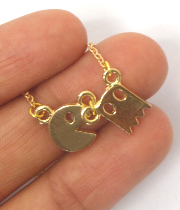 Etsy style pacman pendant necklace