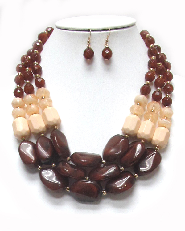 Chunky acrylic beads statement necklace set 