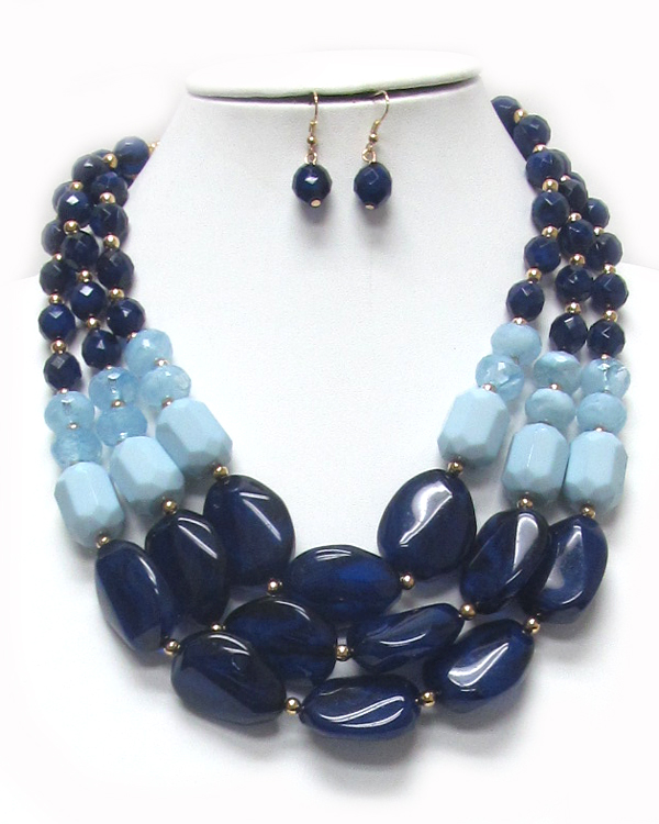 Chunky acrylic beads statement necklace set