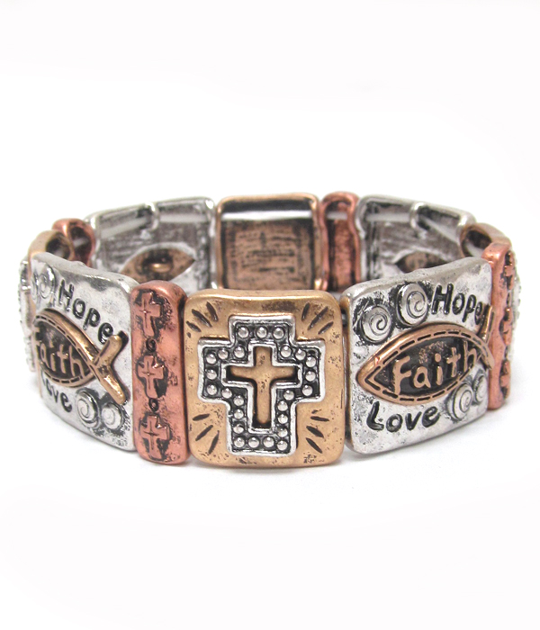 Chicos style vintage metal bible message stretch bracelet