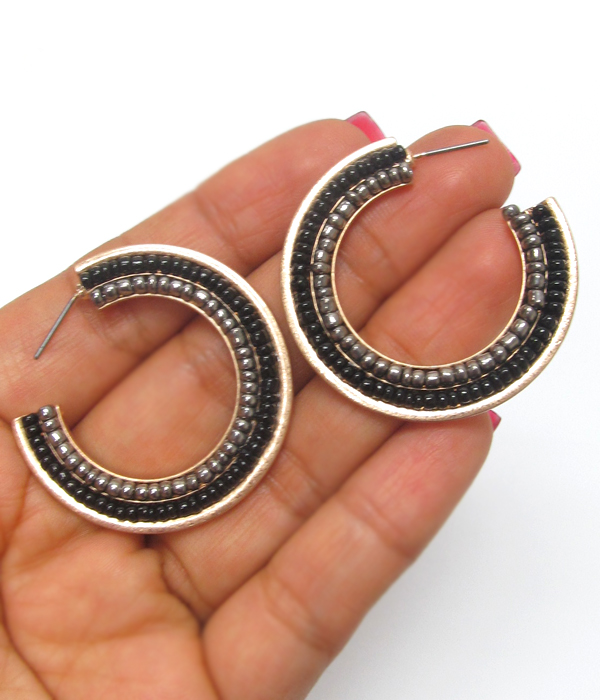 Multi seed bead hoop earring