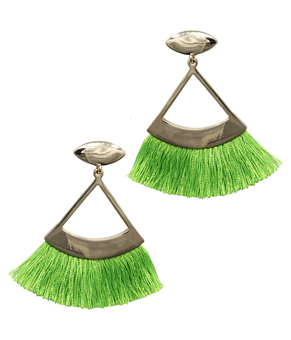 Triangle and fan tassel earring
