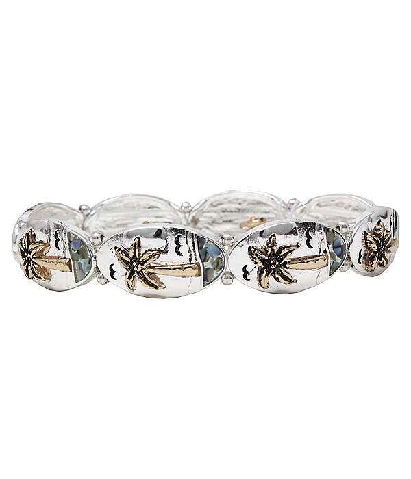 ABALONE PALM TREE STRETCH BRACELET