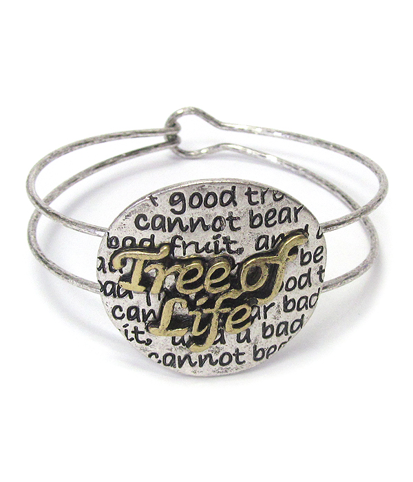 Religious inspiratin wire bangle bracelet - tree of life