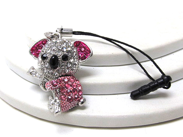 Crystal koala ear cap for smart phone