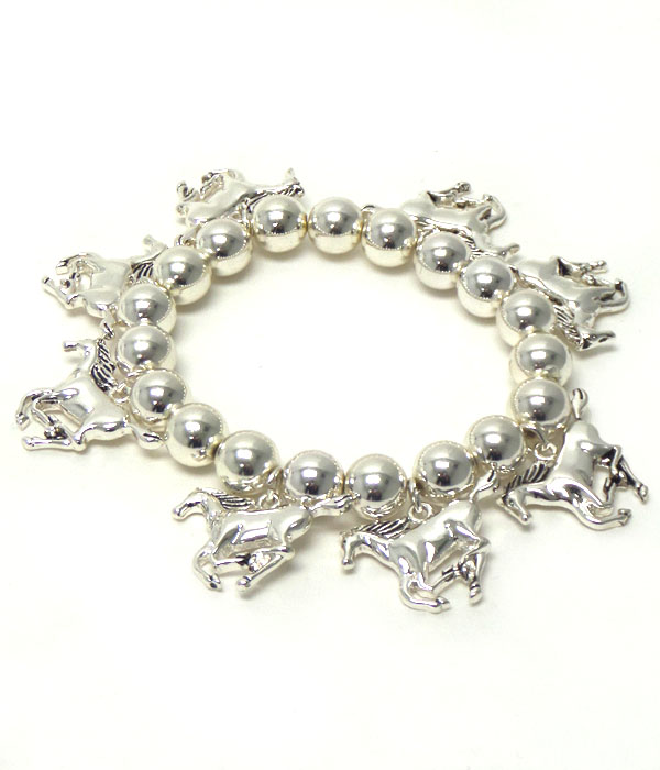 Multi horse charm stretch bracelet
