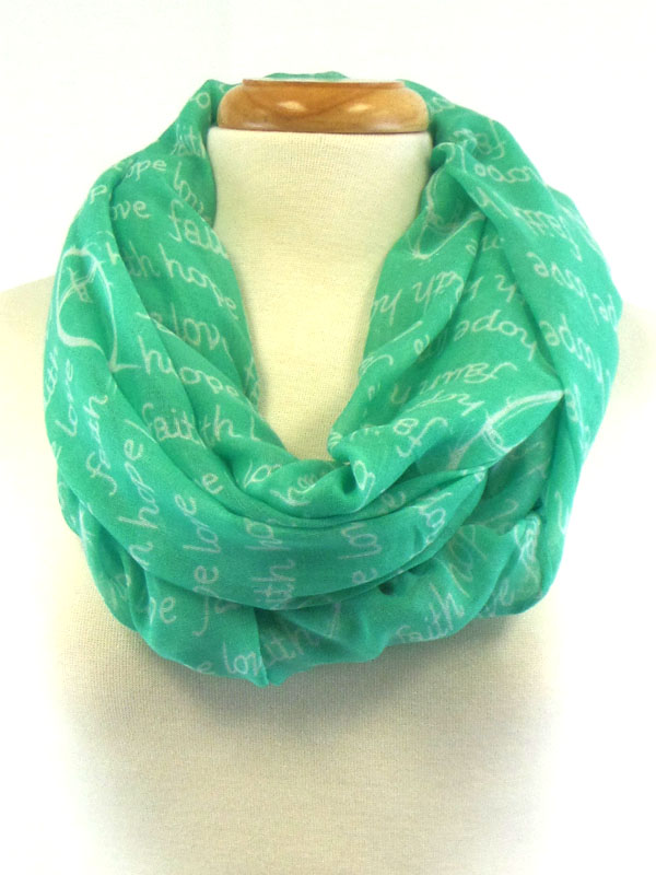 Religious inspiration message infinity scarf - faith hope love