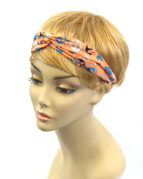 Turban style anchor print stretch headband