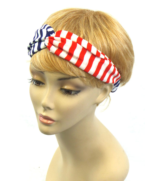 Turban style american flag stretch headband
