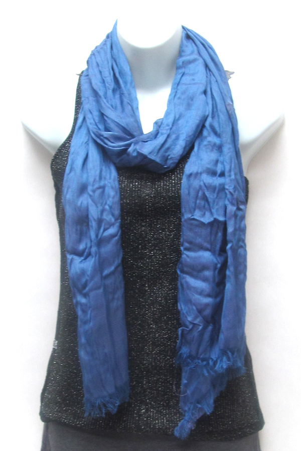 Solid crinkle and fringe edge scarf