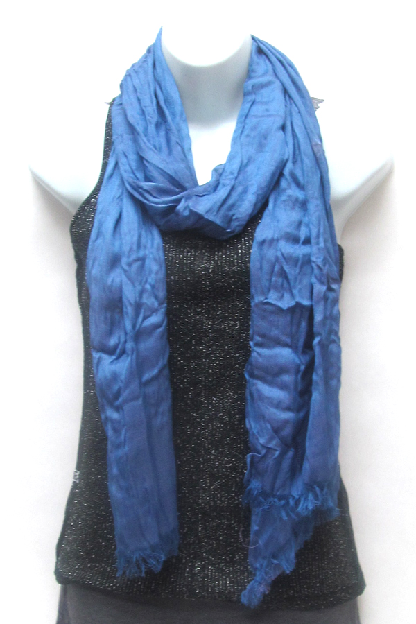 SOLID CRINKLE AND FRINGE EDGE SCARF