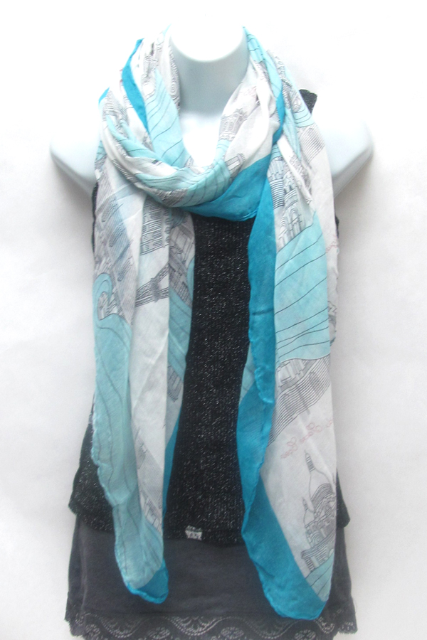 Paris theme print scarf
