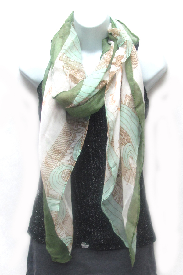 Paris theme print scarf