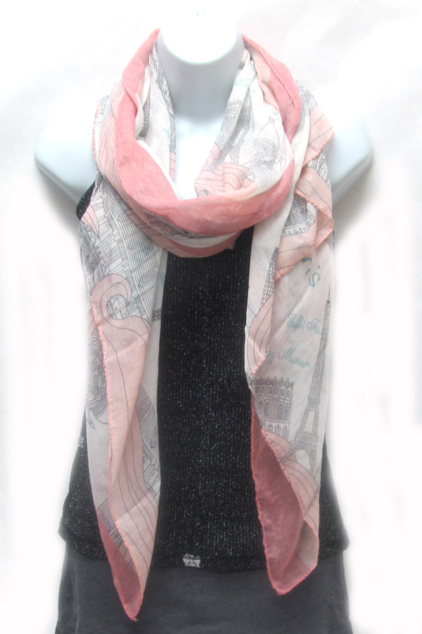 Paris theme print scarf