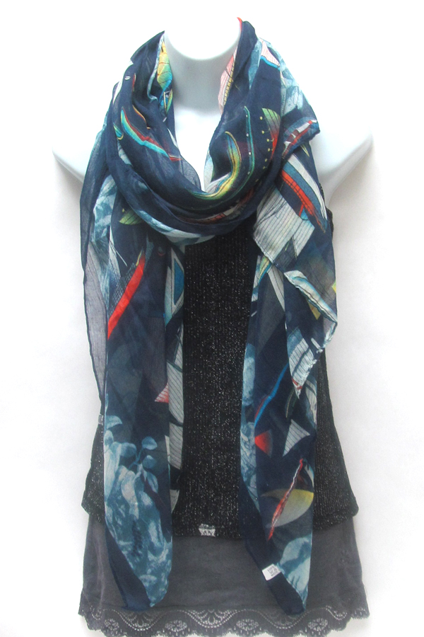 Multi sailboat print scarf