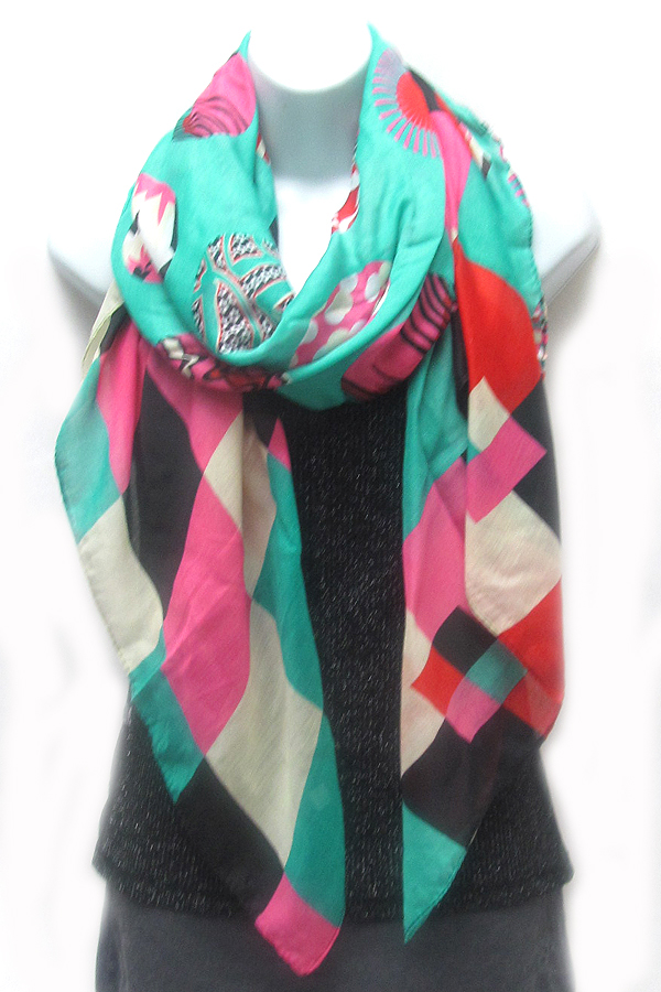 Geo stamp paint scarf
