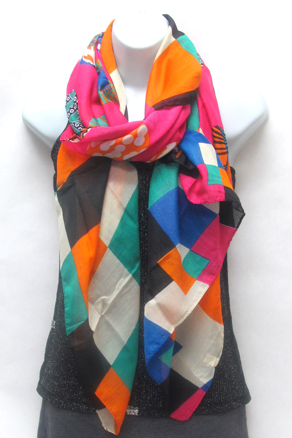 Geo stamp paint scarf