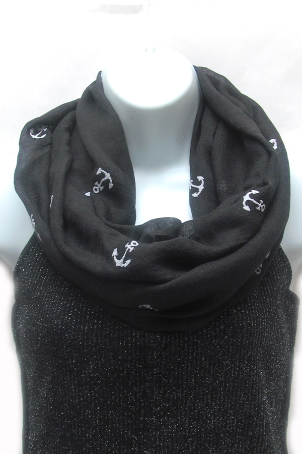 Anchor print infinity scarf
