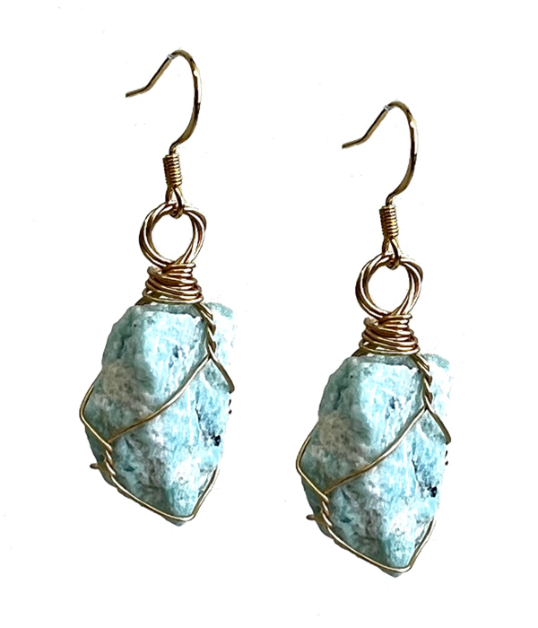 Raw semi precious stone earring - crystal