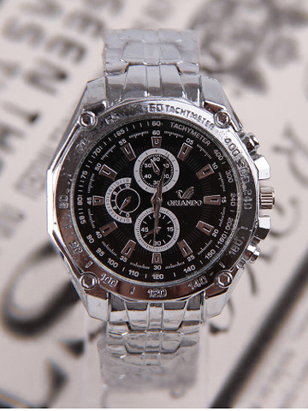 Stainless steel mens metal band watch