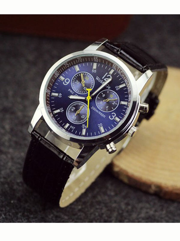Pu leather band mens fashion watch