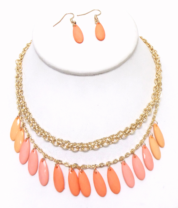 CHAIN WITH ACRYLIC FACET DROP NECKLACE SET