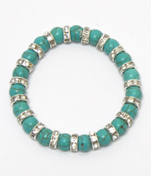 Turquoise stone with crystals bracelet 