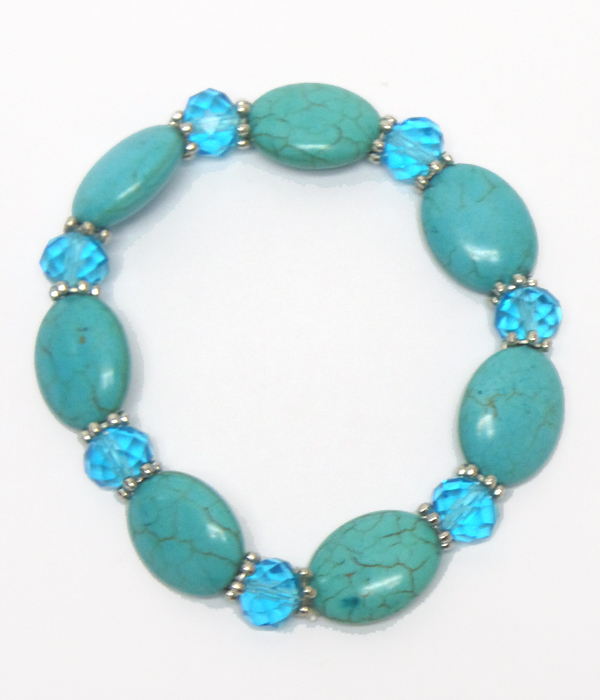 Turquoise stones with beads bracelet 
