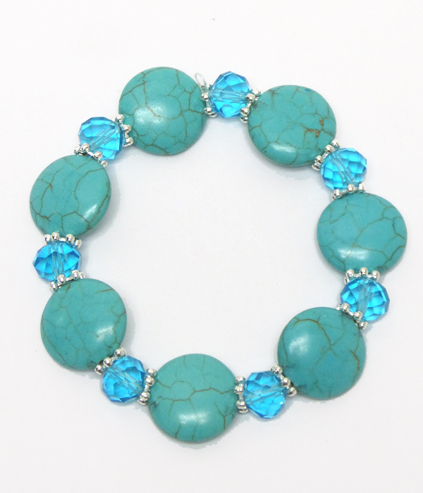 Turquoise stones with beads bracelet 