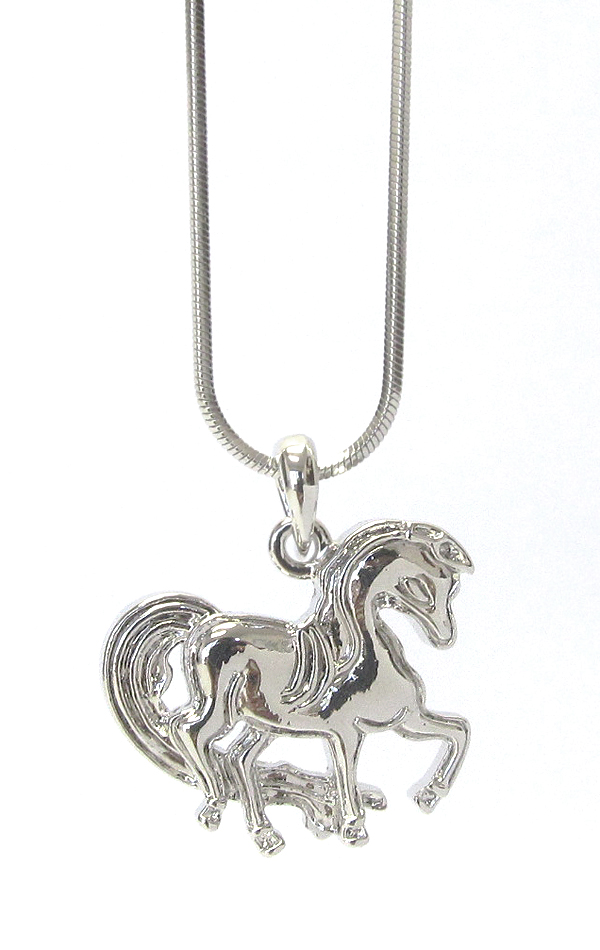 WHITEGOLD PLATING HORSE PENDANT NECKLACE