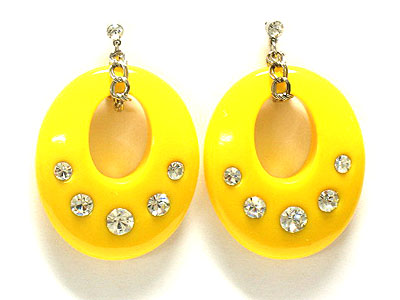 Acryl oval earring with crystal