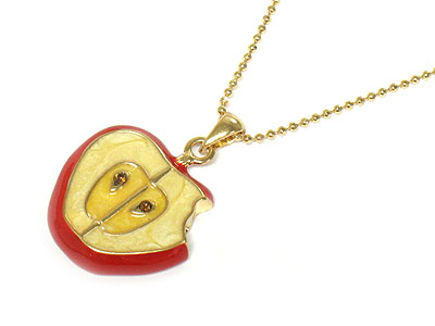 Crystal red apple necklace