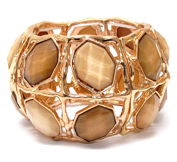 Facet acrylic glam and chunky stretch bracelet