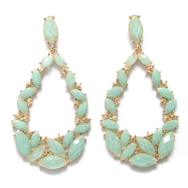 Multi facet acrylic stone and crystal deco teardrop earring