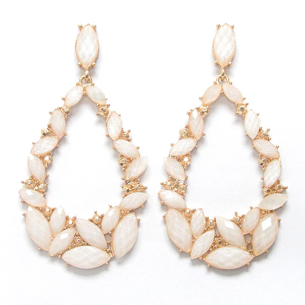 Multi facet acrylic stone and crystal deco teardrop earring