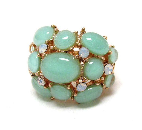 Multi crystal and acrylic stone mix stretch ring