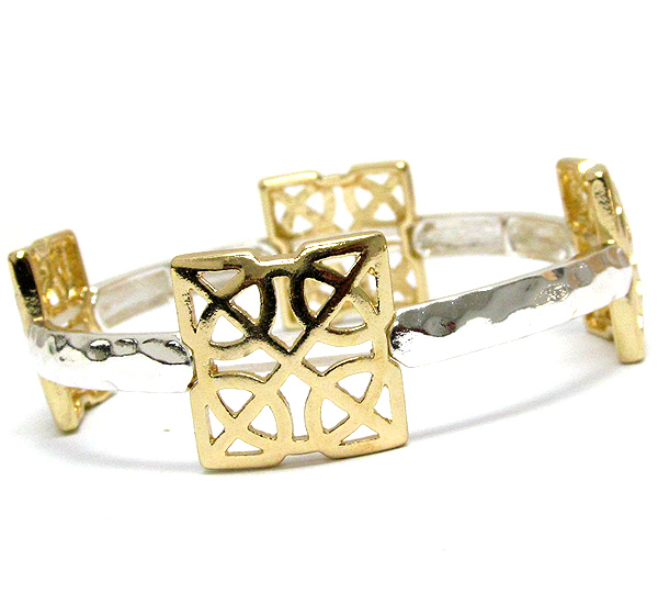 Designer pattern metal casting stretch bracelet