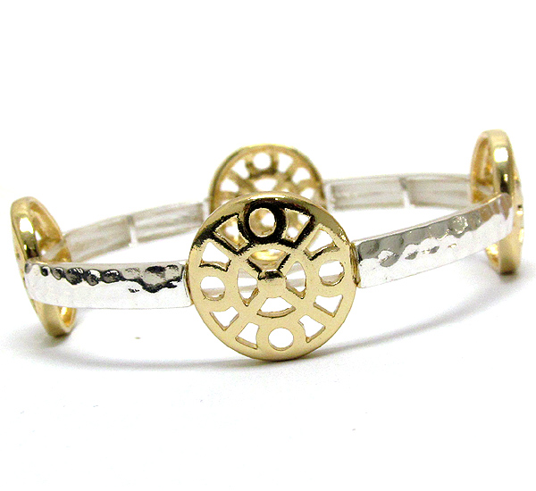 Designer pattern metal casting stretch bracelet