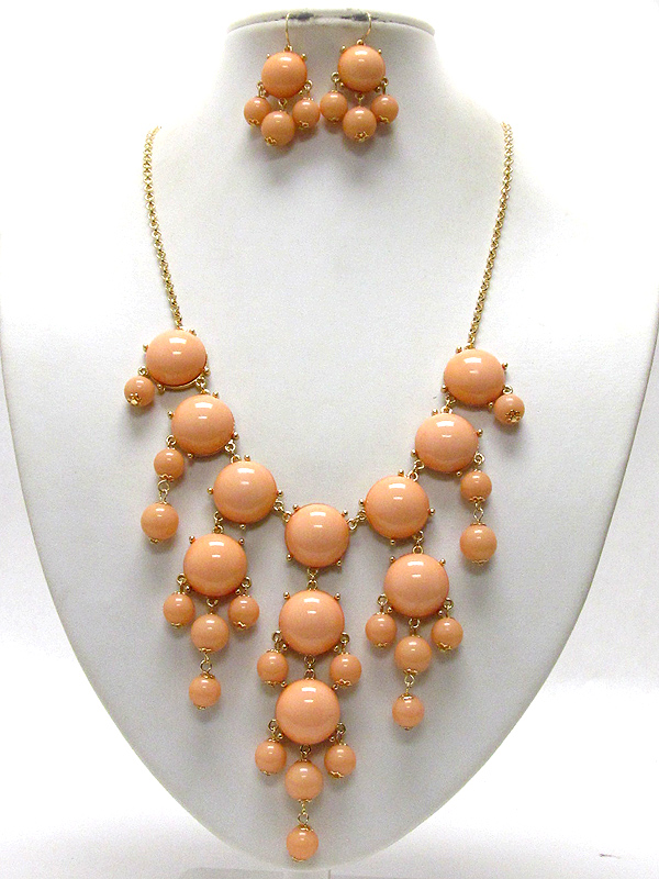 20mm multi acrylic puffy round bubble necklace earring set