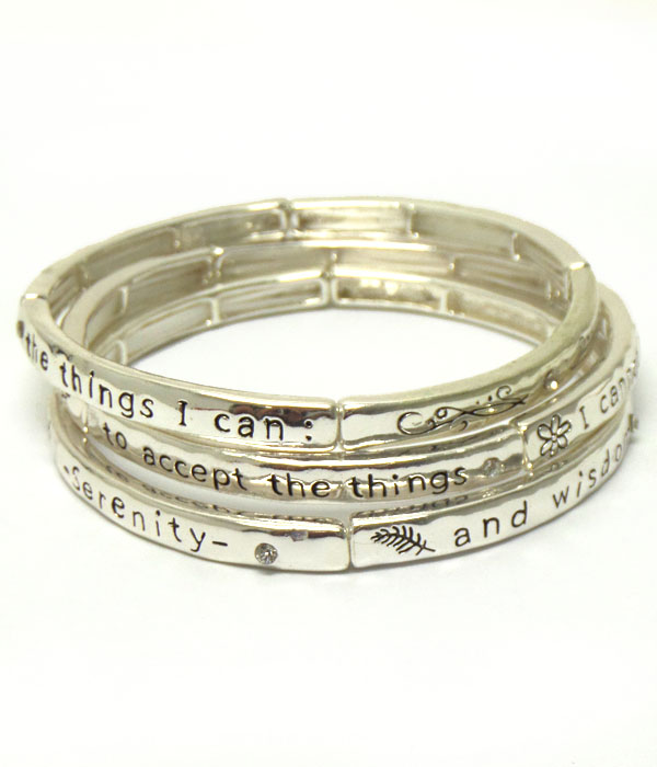 Religious inspiration stackable stretch bracelet set of 3 - serenity prayer