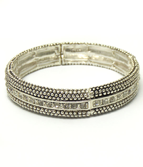 Crystal center line and textured stretch bracelet