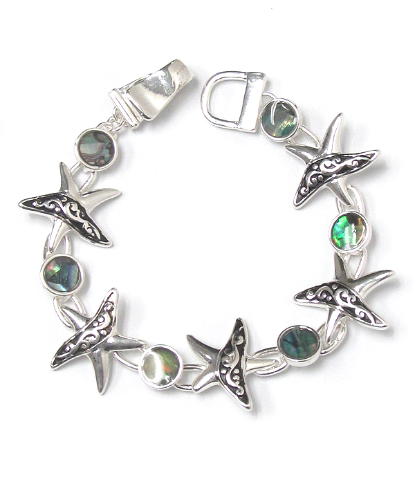 Abalone and starfish link magnetic bracelet