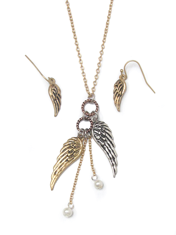 Wing theme charm necklace set 