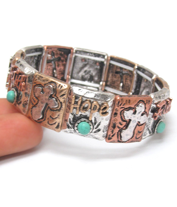 Religious theme cross stretch bracelet