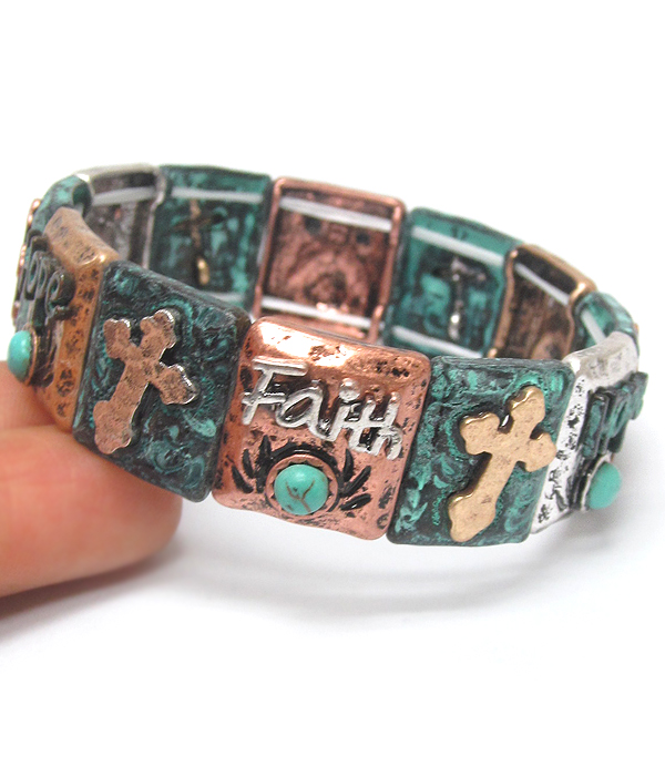 Religious theme cross stretch bracelet