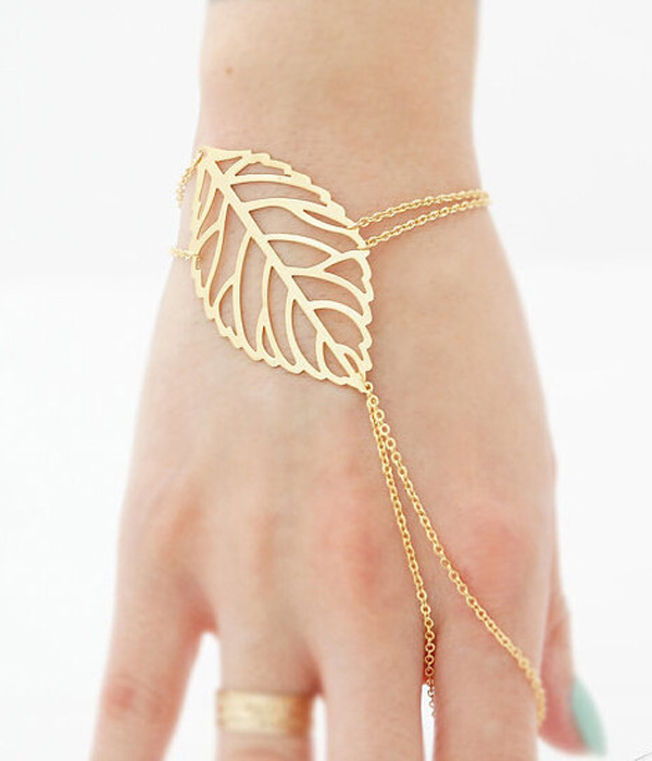 ETSY STYLE METAL LEAF CHAIN BRACELET