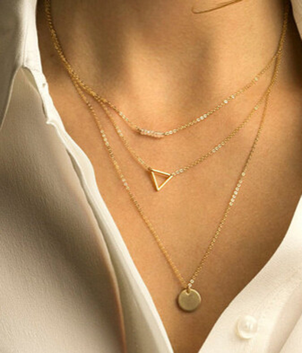 Etsy style three layer chain necklace