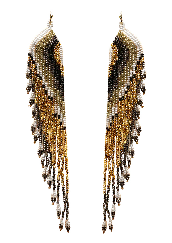 HANDMADE MULTI SEEDBEAD TASSEL DROP EARRING