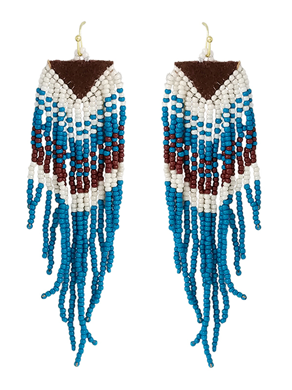 HANDMADE MULTI SEEDBEAD TASSEL DROP EARRING